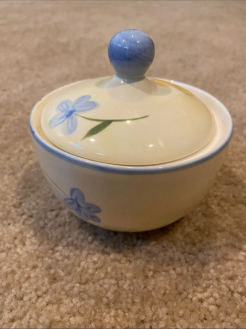 Vintage 2001 April Cornell Cottage Core Ceramic Sugar Bowl Dish & Lid Y2K Chip